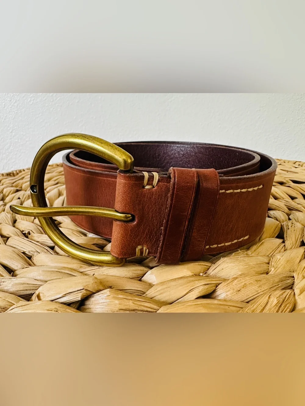 Vintage Polo Ralph Lauren Leather Belt Brown Brass Size Small S